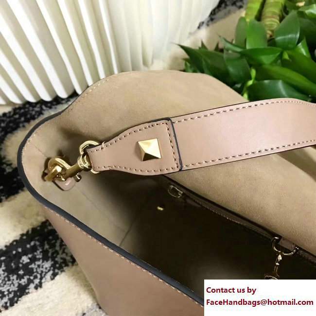 Valentino All Over Studs Demilune Double Handle Small Bag Caramel 2017 - Click Image to Close