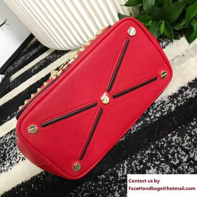 Valentino All Over Studs Demilune Double Handle Small Bag Red 2017 - Click Image to Close