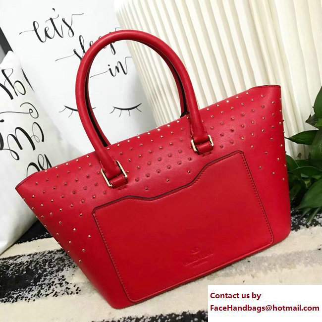 Valentino All Over Studs Demilune Double Handle Small Bag Red 2017 - Click Image to Close