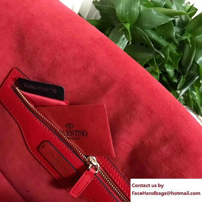 Valentino All Over Studs Demilune Double Handle Small Bag Red 2017