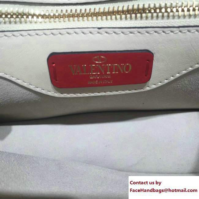 Valentino All Over Studs Demilune Small Cross-Body Shoulder Bag Off White 2017