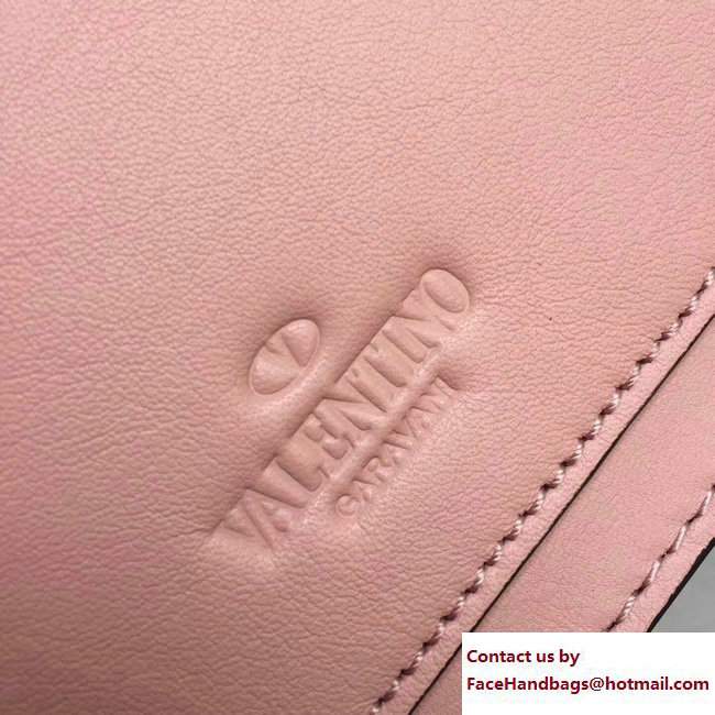 Valentino All Over Studs Demilune Small Cross-Body Shoulder Bag Pink 2017 - Click Image to Close