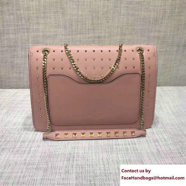 Valentino All Over Studs Demilune Small Cross-Body Shoulder Bag Pink 2017 - Click Image to Close