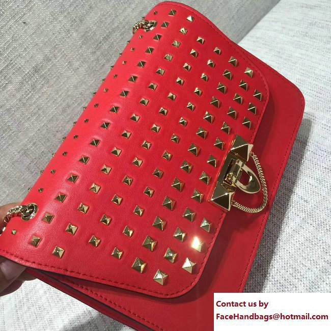 Valentino All Over Studs Demilune Small Cross-Body Shoulder Bag Red 2017 - Click Image to Close