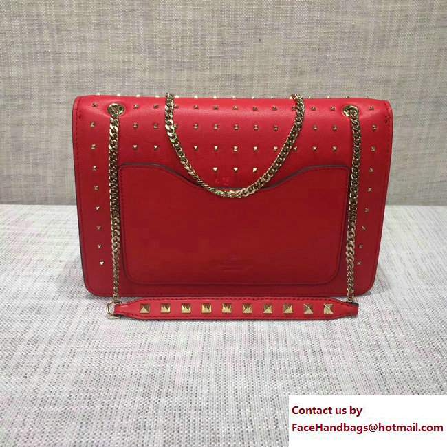 Valentino All Over Studs Demilune Small Cross-Body Shoulder Bag Red 2017 - Click Image to Close