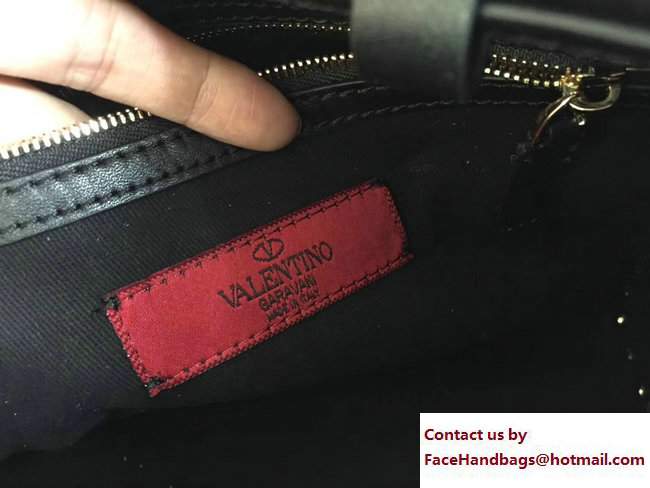 Valentino Drawstring Opening Rockstud Double Handle Bag Black 2017 - Click Image to Close