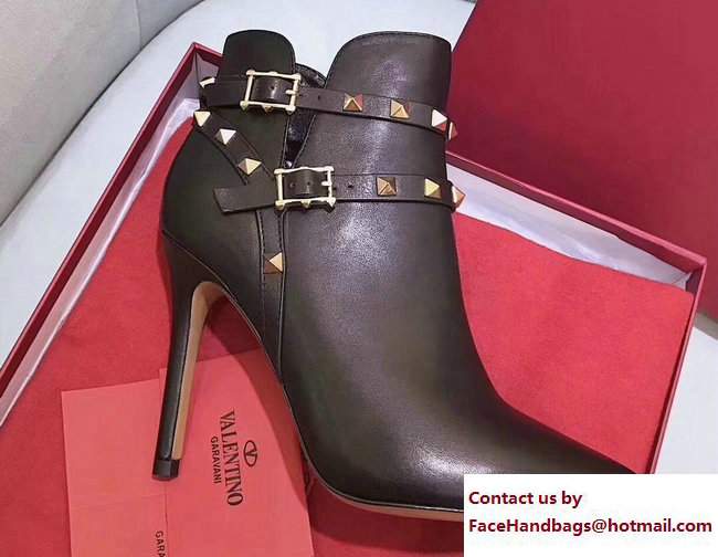 Valentino Heel 10cm Rockstud Ankle Boots 01 - Click Image to Close