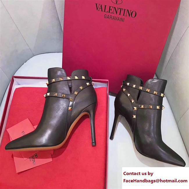 Valentino Heel 10cm Rockstud Ankle Boots 01 - Click Image to Close