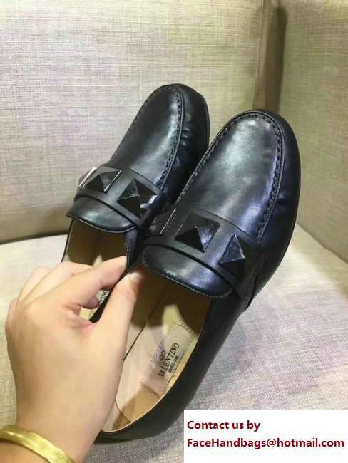 Valentino Macro Studs-Detail Loafer Black 2017