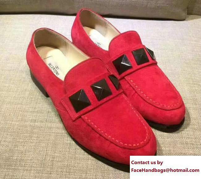 Valentino Macro Studs-Detail Loafer Nappa Red 2017 - Click Image to Close