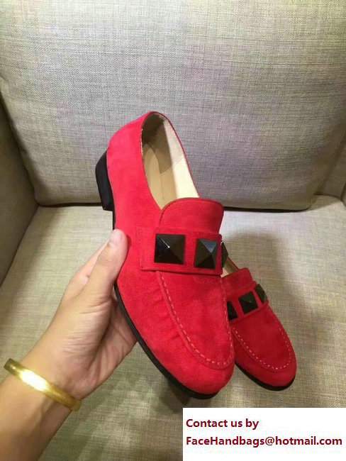 Valentino Macro Studs-Detail Loafer Nappa Red 2017