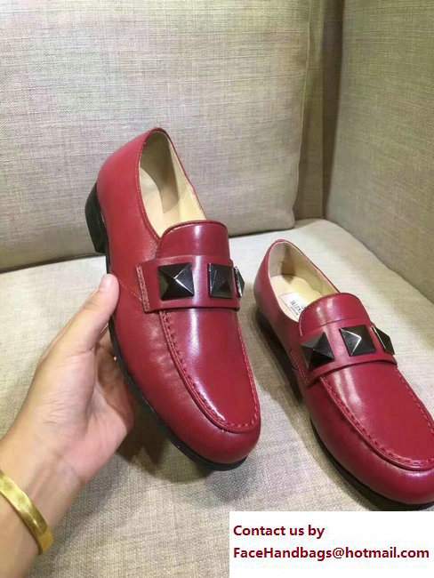 Valentino Macro Studs-Detail Loafer Red 2017 - Click Image to Close