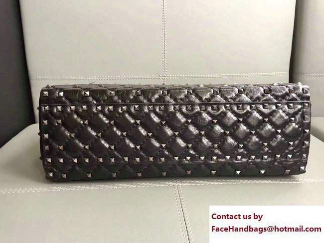 Valentino Rhombus Rockstud Spike Shopping Shoulder Bag Black with black chain 2017 - Click Image to Close