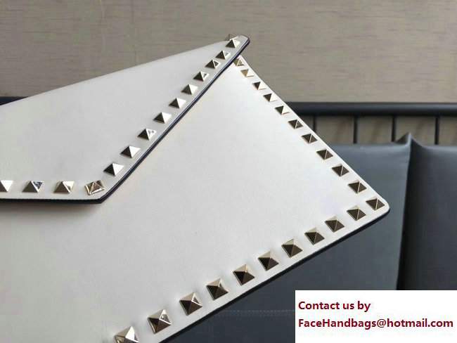 Valentino Rockstud Large Flat Pouch Clutch Bag Off White 2017 - Click Image to Close