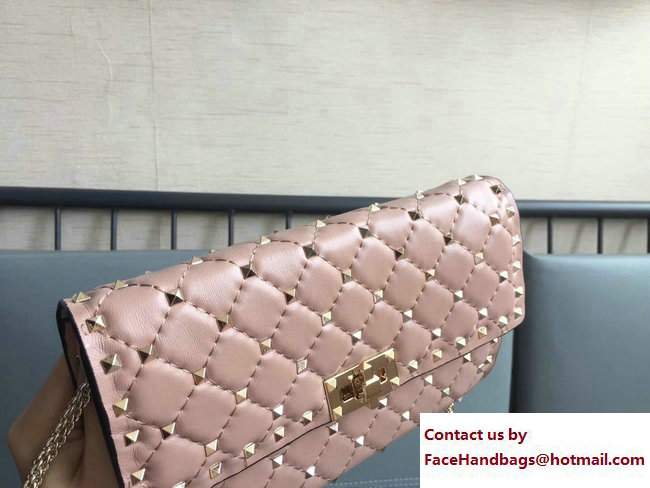 Valentino Rockstud Spike Chain Clutch Bag Apricot 2017 - Click Image to Close