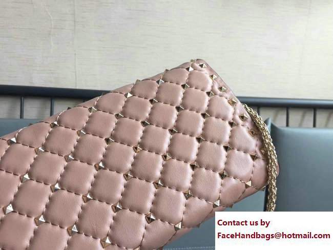 Valentino Rockstud Spike Chain Clutch Bag Apricot 2017 - Click Image to Close