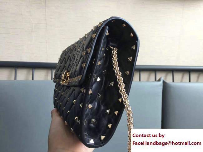 Valentino Rockstud Spike Chain Clutch Bag Black 2017 - Click Image to Close