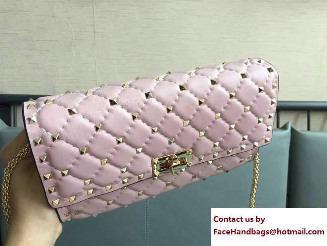 Valentino Rockstud Spike Chain Clutch Bag Light Pink 2017 - Click Image to Close