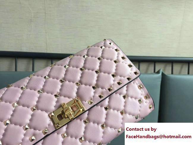 Valentino Rockstud Spike Chain Clutch Bag Light Pink 2017 - Click Image to Close