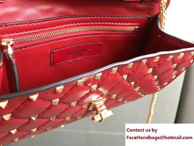 Valentino Rockstud Spike Chain Clutch Bag Red 2017 - Click Image to Close