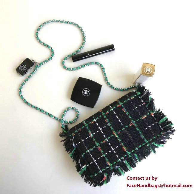 chanel tweed woc bag green with a robot charm