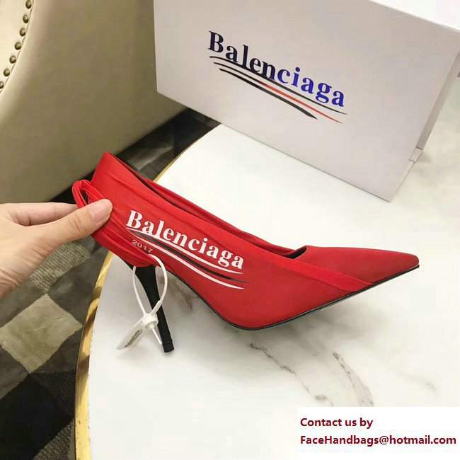 Balenciaga 2017 Heel 10.5cm Extreme Pointed Toe Knife Pumps Red - Click Image to Close