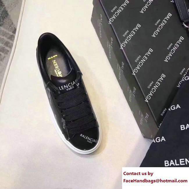 Balenciaga All Over Logo Lovers Sneakers Black/White 2017 - Click Image to Close