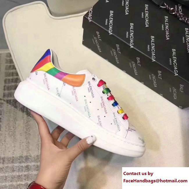 Balenciaga All Over Logo Lovers Sneakers White/Multicolor 2017