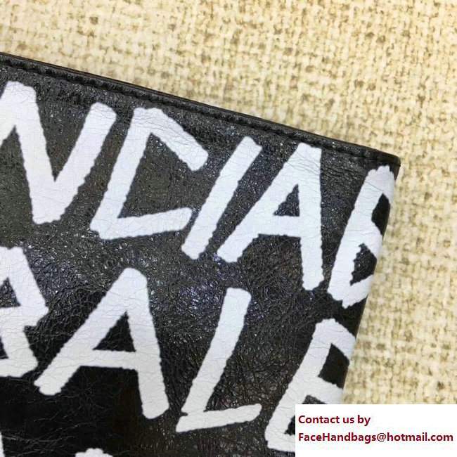 Balenciaga Bazar All Over Logo Print Pouch Clutch Bag Black 2018 - Click Image to Close