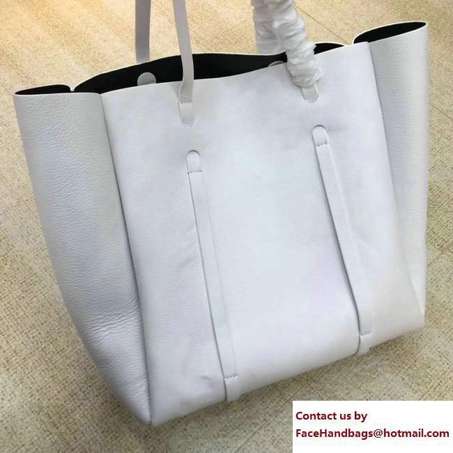 Balenciaga Calfskin Everyday Tote M Bag White with Thin Handles Resort 2018