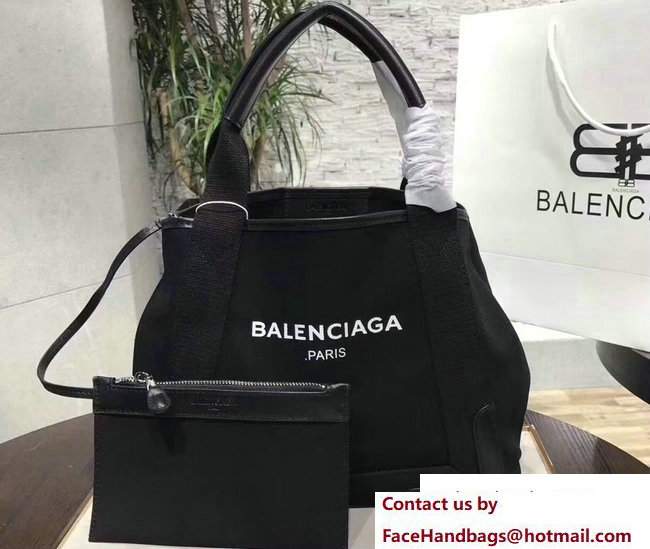 Balenciaga Canvas Navy Cabas S Tote Small Bag Black 2017 - Click Image to Close