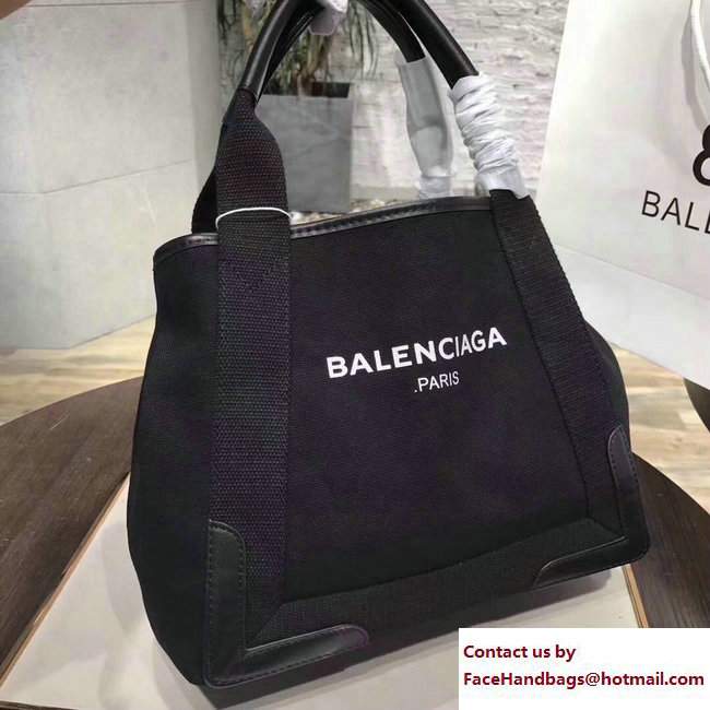 Balenciaga Canvas Navy Cabas S Tote Small Bag Black 2017
