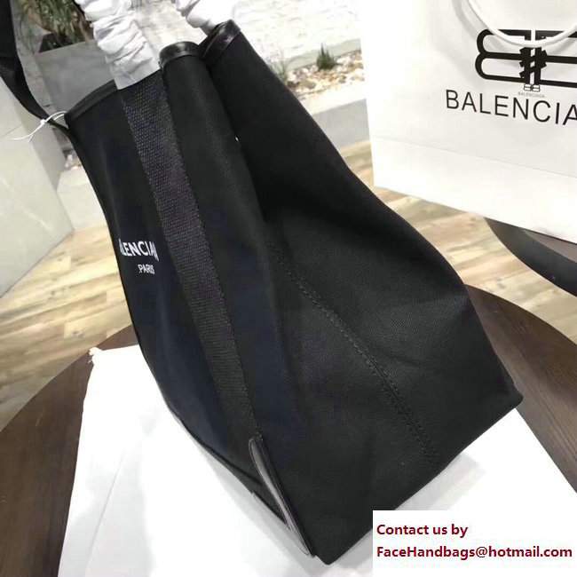 Balenciaga Canvas Navy Cabas Tote Medium Bag Black 2017 - Click Image to Close