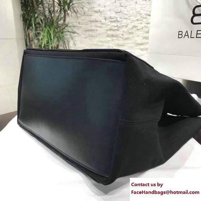 Balenciaga Canvas Navy Cabas Tote Medium Bag Black 2017