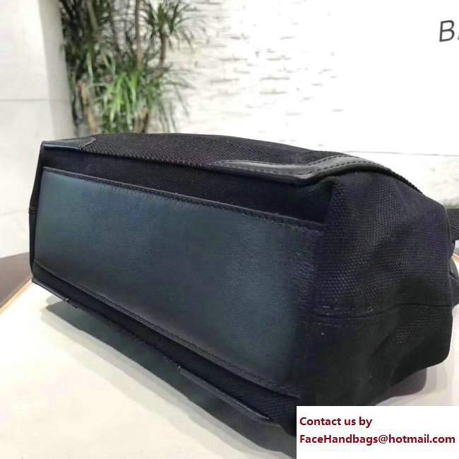 Balenciaga Canvas Navy Cabas XS Tote Bag Black with Shoulder Strap 2017