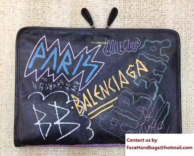 Balenciaga Graffiti Bazar Zipped Pouch Clutch Bag 2017