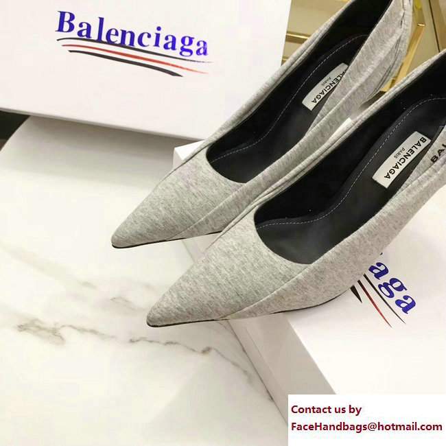 Balenciaga Heel 10.5cm Extreme Pointed Toe Knife Pumps Jersey Gray 2017