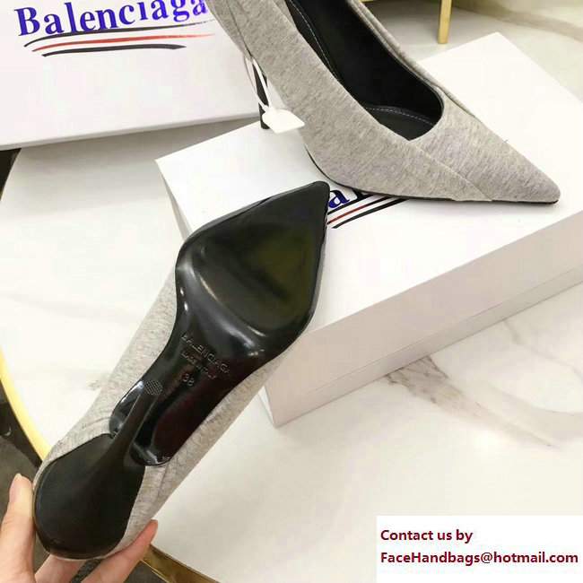 Balenciaga Heel 10.5cm Extreme Pointed Toe Knife Pumps Jersey Gray 2017 - Click Image to Close