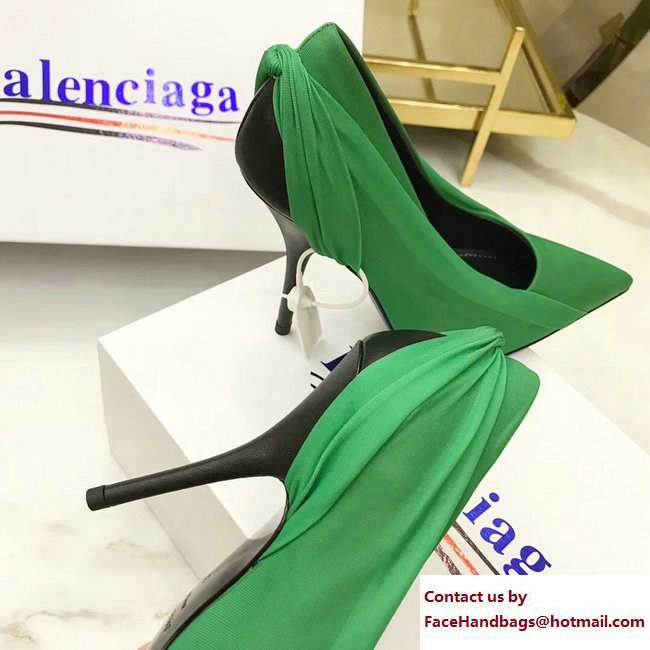 Balenciaga Heel 10.5cm Extreme Pointed Toe Knife Pumps Jersey Green 2017