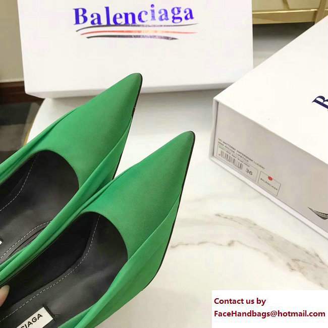 Balenciaga Heel 10.5cm Extreme Pointed Toe Knife Pumps Jersey Green 2017
