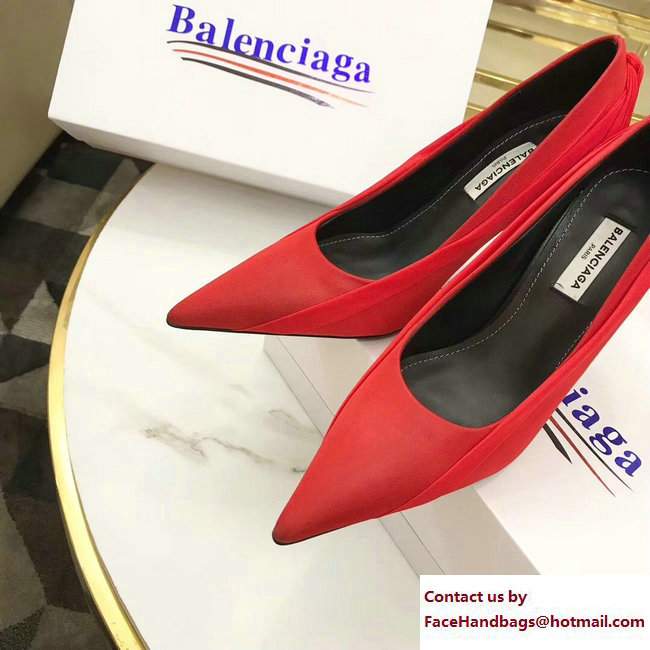 Balenciaga Heel 10.5cm Extreme Pointed Toe Knife Pumps Jersey Red 2017