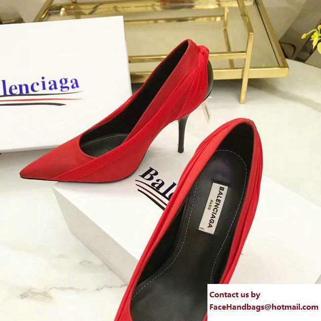 Balenciaga Heel 10.5cm Extreme Pointed Toe Knife Pumps Jersey Red 2017 - Click Image to Close