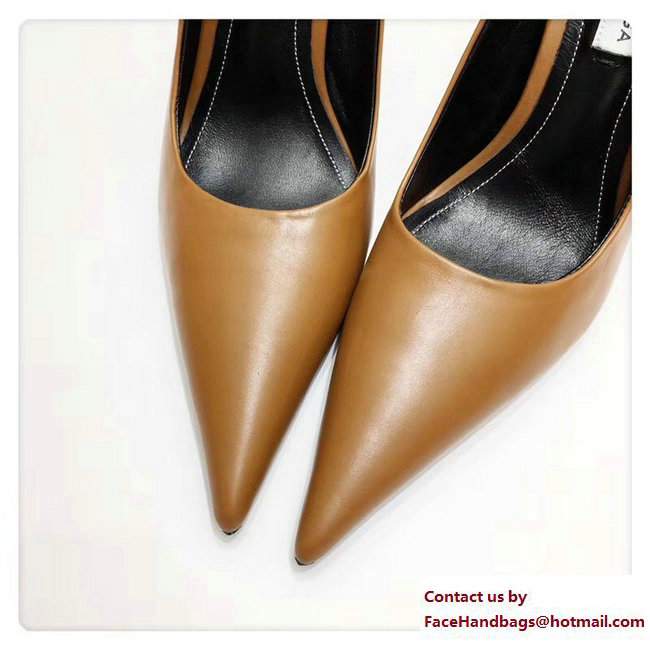 Balenciaga Heel 10cm Pointed Toe Slash Pumps Caramel 2017 - Click Image to Close