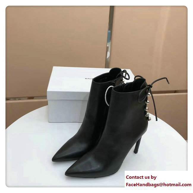 Balenciaga Heel 10cm Studs Ankle Boots Black 2017
