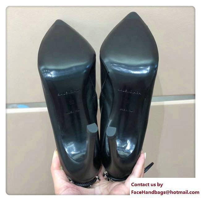 Balenciaga Heel 10cm Studs Ankle Boots Black 2017