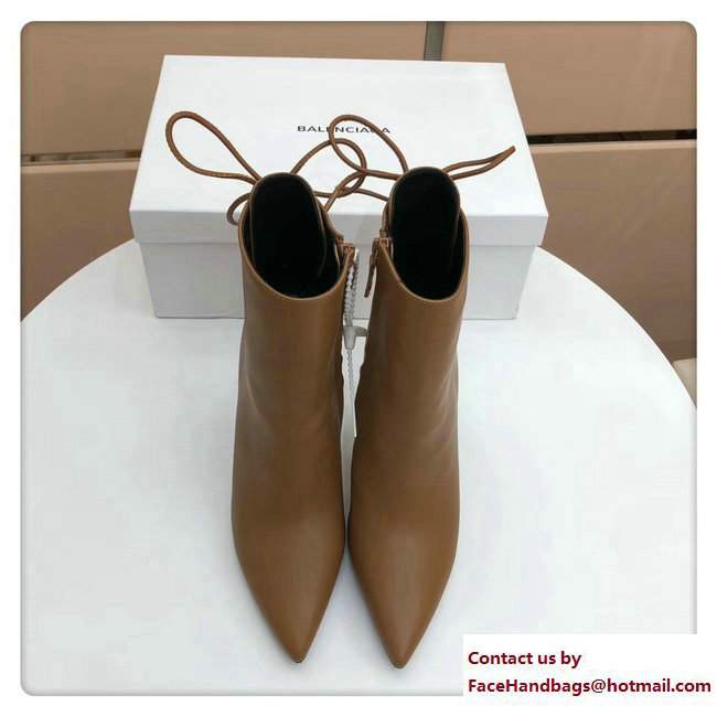 Balenciaga Heel 10cm Studs Ankle Boots Caramel 2017