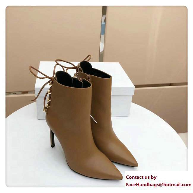 Balenciaga Heel 10cm Studs Ankle Boots Caramel 2017
