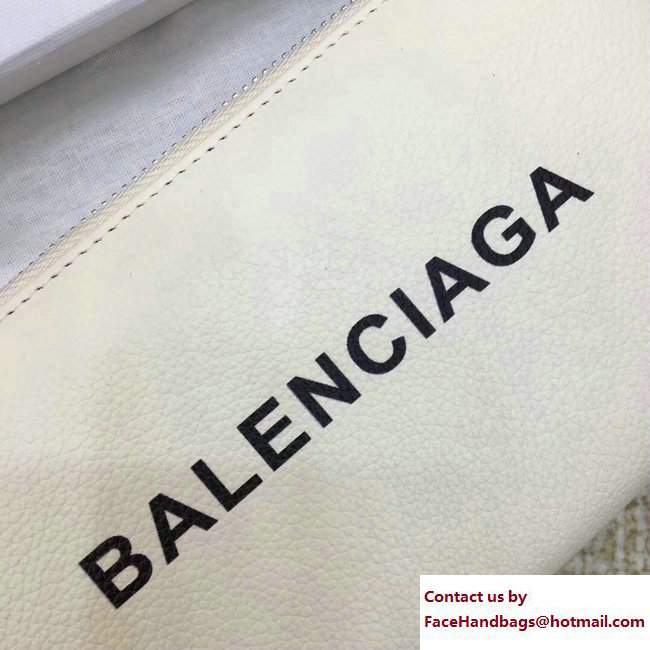 Balenciaga Logo Calfskin Continental Zip Around Wallet White 2017