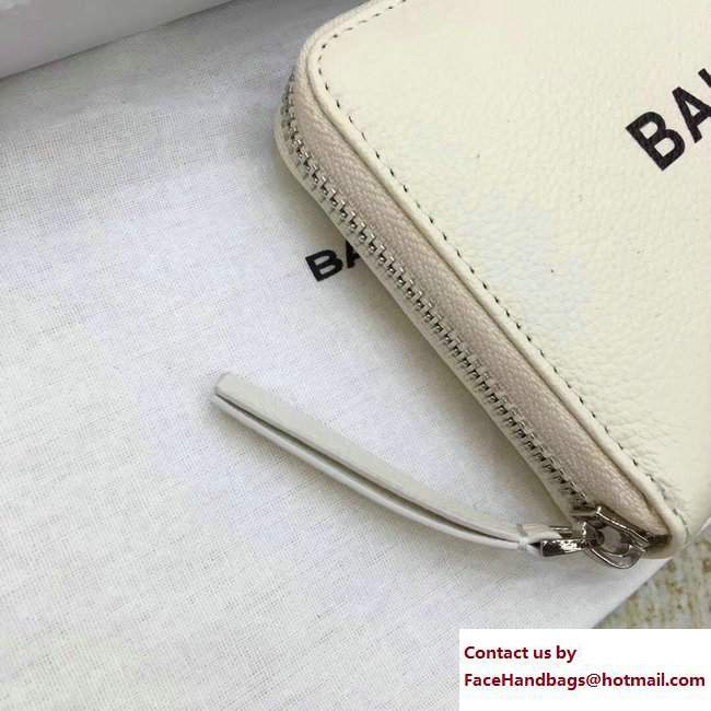 Balenciaga Logo Calfskin Continental Zip Around Wallet White 2017 - Click Image to Close