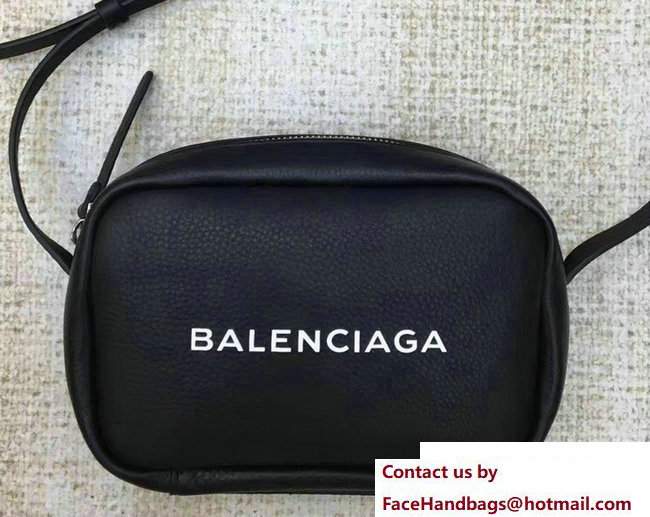 Balenciaga Logo Calfskin Everyday Camera Small Bag Black Resort 2018